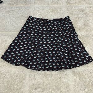 LOFT Black Skirt with Blue Pattern